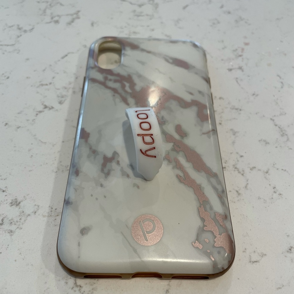 Marbled pink/rose gold Loopy case IPhone X